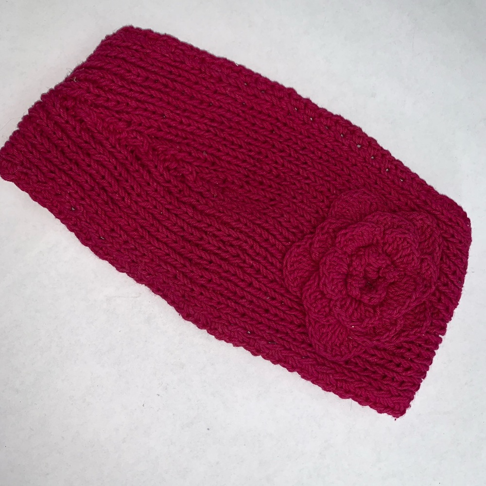 My Pink Knit Flower Headband